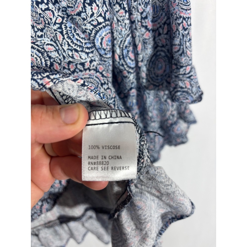 Festival Boho Paisley Cynthia Rowley Peasant Blouse Women 1X Blue Pink - Picture 5 of 7